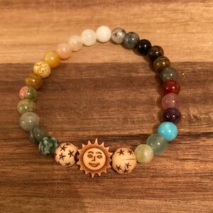 Handmade Boho Beaded Bracelet with Sun Charm